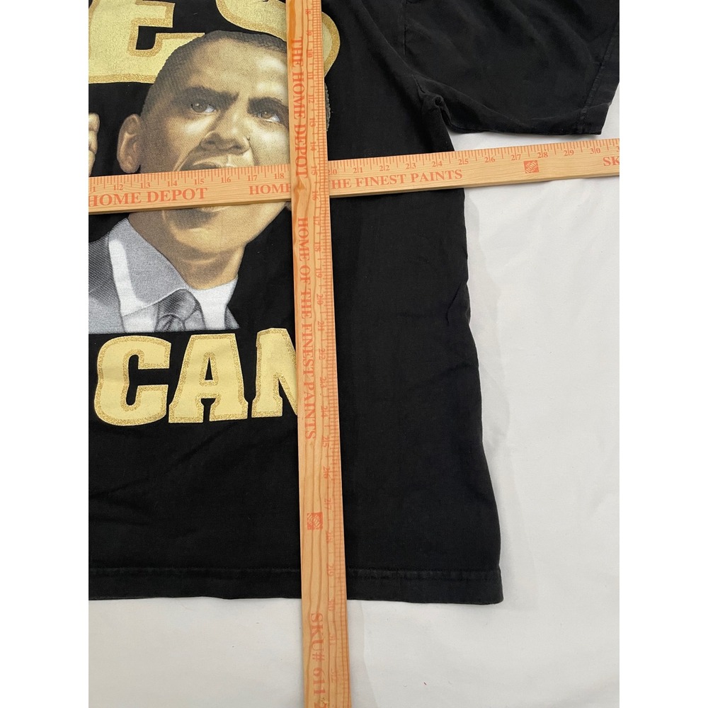 Vintage Barack Obama Yes We Can Speech T Shirt XXL Black Double Sided - Picture 5 of 5
